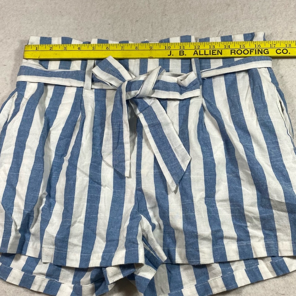 Linen Lux Linen Belted Striped Walking Shorts HIGH Rise Summer Beach Comfty - Picture 4 of 7